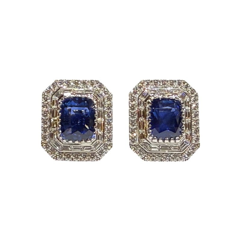 JE0275K - Blue Sapphire with Diamond Jacket Set in 18K White Gold Setting