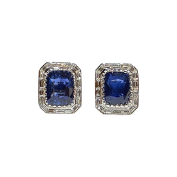 JE0275KK - Blue Sapphire with Diamond Jacket Set in 18K White Gold Setting