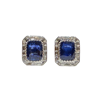 JE0275KK - Blue Sapphire with Diamond Jacket Set in 18K White Gold Setting