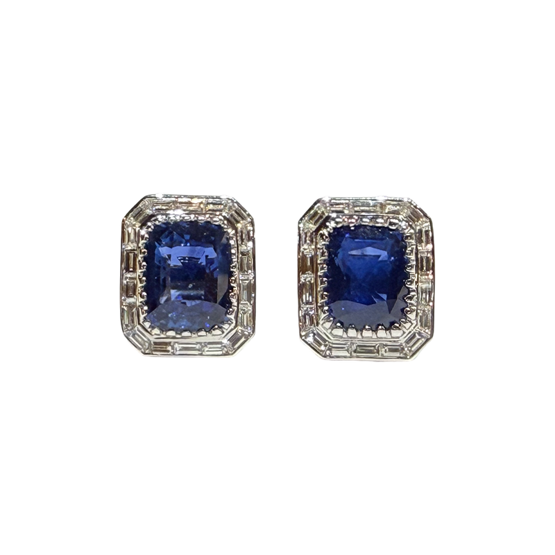 JE0275K - Blue Sapphire with Diamond Jacket Set in 18K White Gold Setting