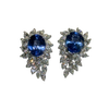 JE0089N - GIA Certified Unheated Blue Sapphire with Diamond Earrings Set in 18K White Gold Setting
