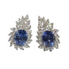 JE0089N - GIA Certified Unheated Blue Sapphire with Diamond Earrings Set in 18K White Gold Setting
