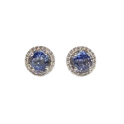 JE0276K - Pastel Blue Sapphire with Halo Diamond Jacket Set in 18K White Gold Setting