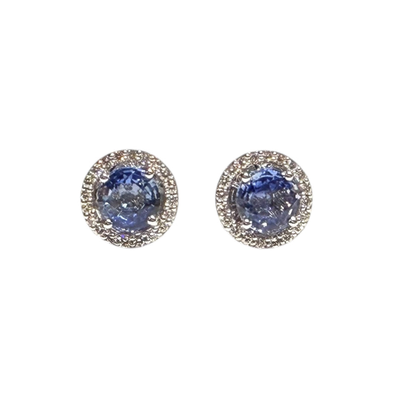 JE0276K - Pastel Blue Sapphire with Halo Diamond Jacket Set in 18K White Gold Setting