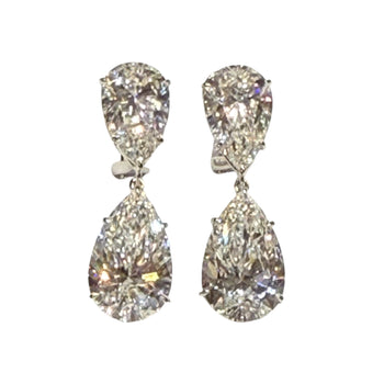 JEYMK - Diamond Drop Earrings Set in Platinum Setting