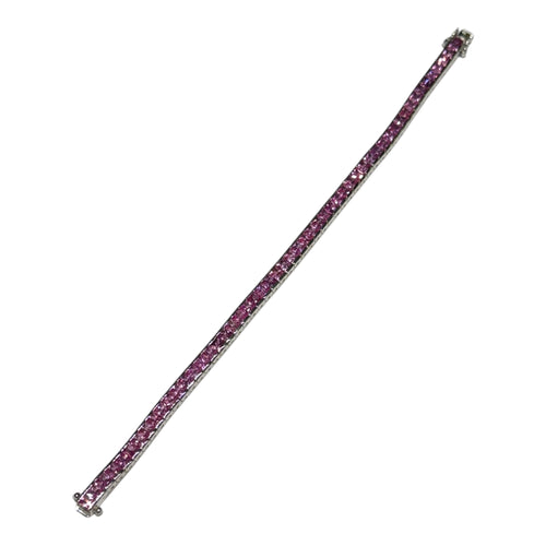 JB0069VK - Pink Sapphire Tennis Bracelet Set in 18K White Gold Setting