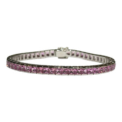 JB0069VK - Pink Sapphire Tennis Bracelet Set in 18K White Gold Setting