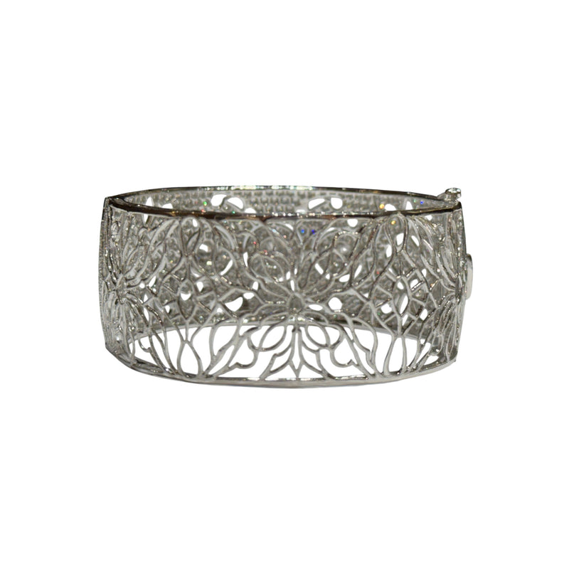 JBTHK - Filigree Diamond Bangle Bracelet Set in 18K White Gold Setting
