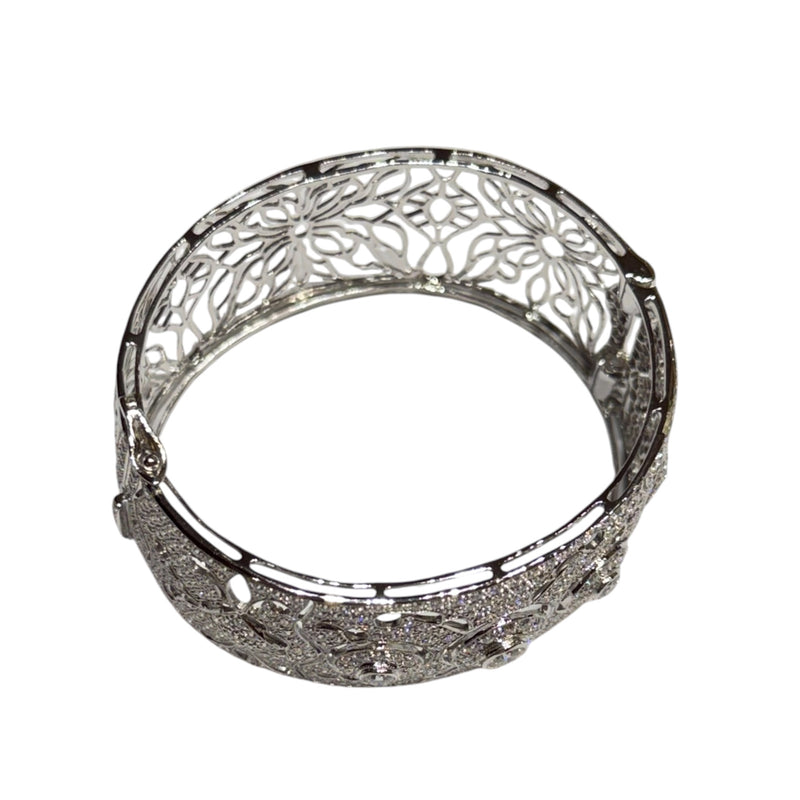 JBTHK - Filigree Diamond Bangle Bracelet Set in 18K White Gold Setting