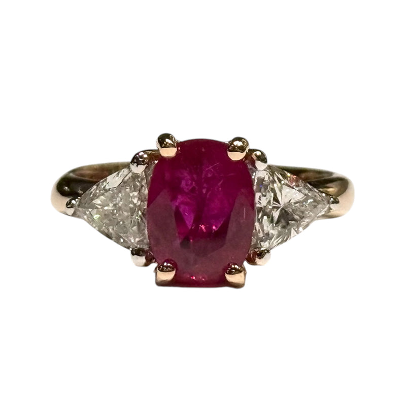 JR0397K - GIA Certified Ruby with Diamond Ring Set in 18K Rose Gold Setting