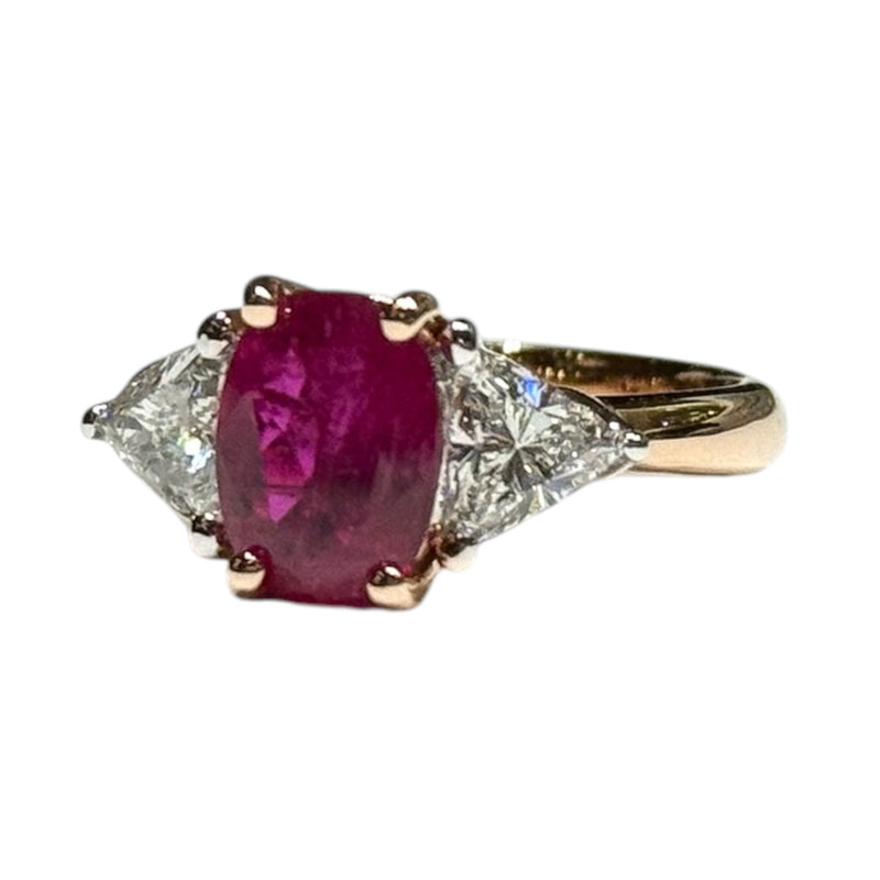 JR0397K - GIA Certified Ruby with Diamond Ring Set in 18K Rose Gold Setting
