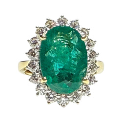 JR0398K - GIA Certified Emerald with Diamond Ring Set in 18K Gold Setting