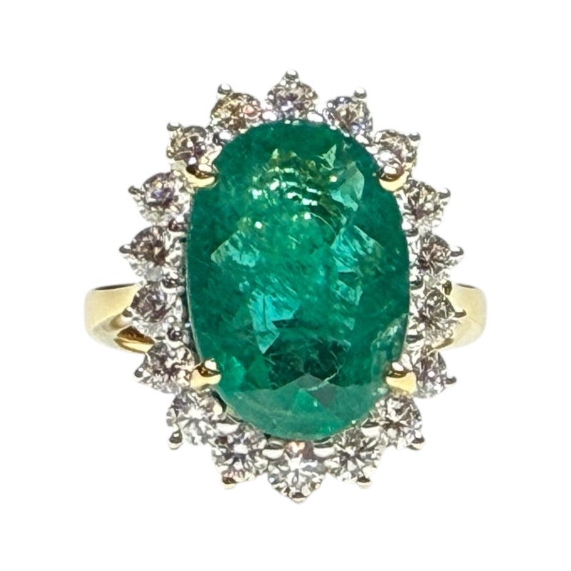 JR0398K - GIA Certified Emerald with Diamond Ring Set in 18K Gold Setting