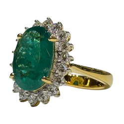 JR0398K - GIA Certified Emerald with Diamond Ring Set in 18K Gold Setting