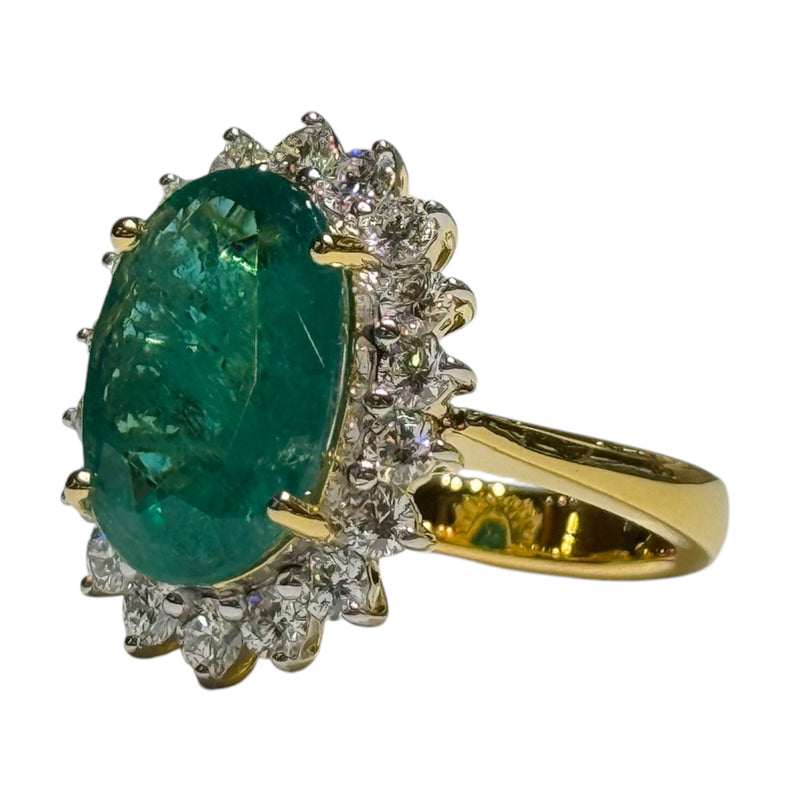JR0398K - GIA Certified Emerald with Diamond Ring Set in 18K Gold Setting