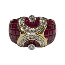 JR0402K - Invisible Set Ruby With Diamond Ring Set in 18K Gold Setting