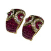 JE0284K - Invisible Set Ruby With Diamond Earrings Set in 18K Gold Setting