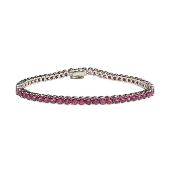 JB0128NK - Pink Sapphire Tennis Bracelet Set in 18K White Gold Setting