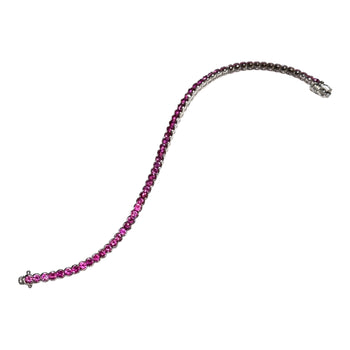 JB0128NK - Pink Sapphire Tennis Bracelet Set in 18K White Gold Setting