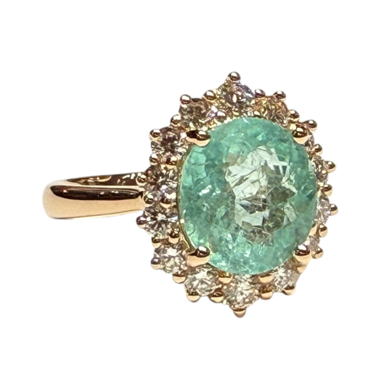JR0400K - GIA Certified Paraiba Tourmaline with Diamond Ring Set in 18K Rose Gold Setting