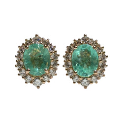 JE0283K - GIA Certified Paraiba Tourmaline with Diamond Earrings Set in 18K Rose Gold Setting