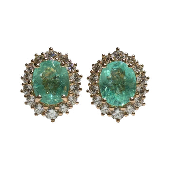JE0283K - GIA Certified Paraiba Tourmaline with Diamond Earrings Set in 18K Rose Gold Setting