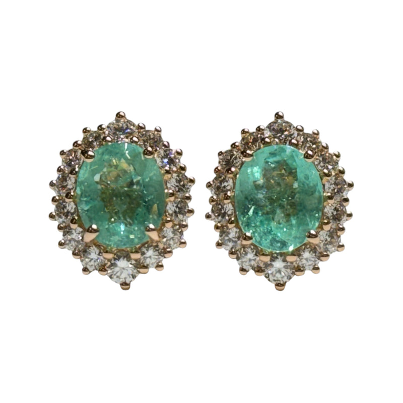JE0283K - GIA Certified Paraiba Tourmaline with Diamond Earrings Set in 18K Rose Gold Setting