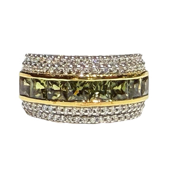 JR1304RK - Green Sapphire with Diamond Ring Set in 18K Gold Setting