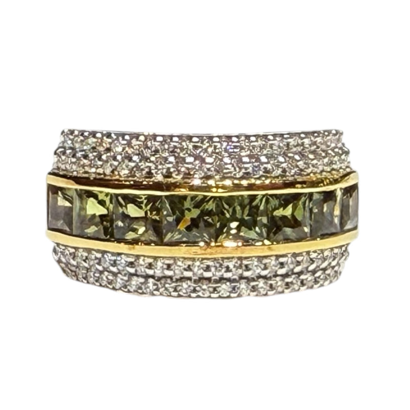 JR1304RK - Green Sapphire with Diamond Ring Set in 18K Gold Setting