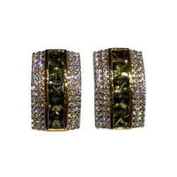 JE0860RK - Green Sapphire with Diamond Earrings Set in 18K Gold Setting