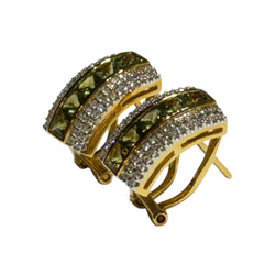 JE0860RK - Green Sapphire with Diamond Earrings Set in 18K Gold Setting