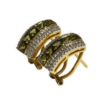 JE0860RK - Green Sapphire with Diamond Earrings Set in 18K Gold Setting