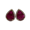 JE0288K - Ruby with Diamond Halo Earrings Set in 18K Gold Setting