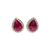 JE0290K - Ruby with Diamond Halo Earrings Set in 18K Gold Setting