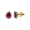 JE0290K - Ruby with Diamond Halo Earrings Set in 18K Gold Setting