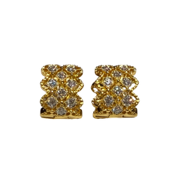 JE0286K - Diamond Filigree Huggie Earrings Set in 18K Gold Setting