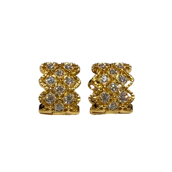 JE0286K - Diamond Filigree Huggie Earrings Set in 18K Gold Setting