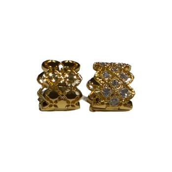 JE0286K - Diamond Filigree Huggie Earrings Set in 18K Gold Setting