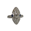 JR9564ZK - Diamond and Blue Sapphire Filigree Ring Set in 18K White Gold Setting