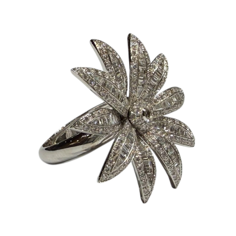 JR0631WK - Diamond Flower Ring Set in 18K White Gold Setting