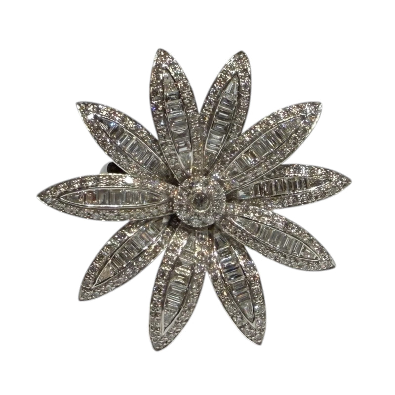 JR0631WK - Diamond Flower Ring Set in 18K White Gold Setting