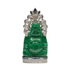 JP0095K - Happy Buddha Jade Carving Pendant and Brooch with Diamonds and Sapphires set in 18K White Gold Setting
