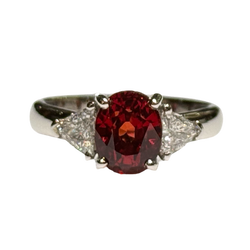 JR0925WK - Orange Sapphire with Diamond Ring Set in 18K White Gold Setting