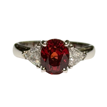 JR0925WK - Orange Sapphire with Diamond Ring Set in 18K White Gold Setting
