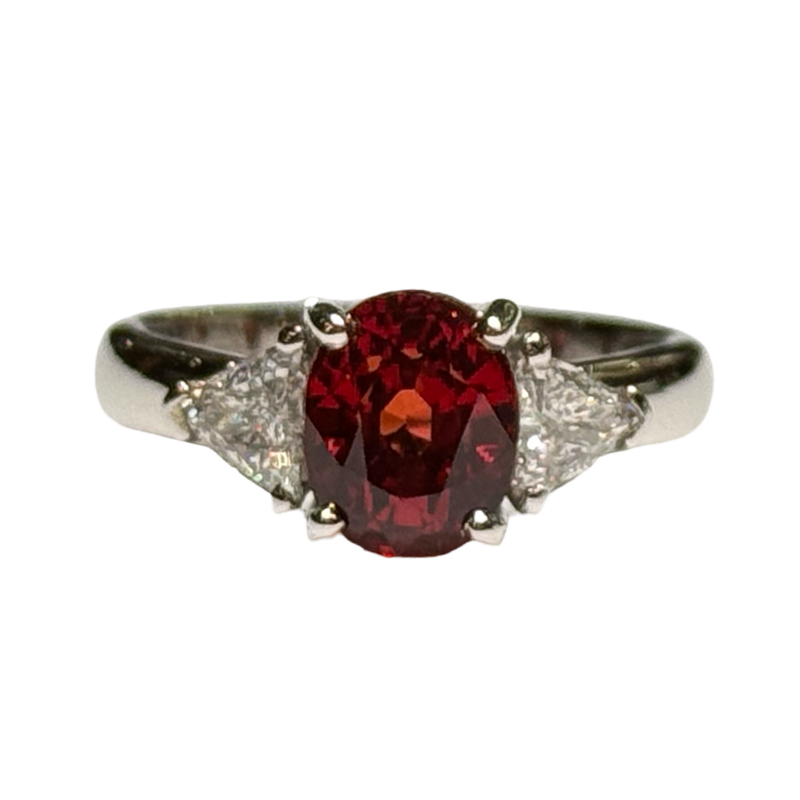 JR0925WK - Orange Sapphire with Diamond Ring Set in 18K White Gold Setting