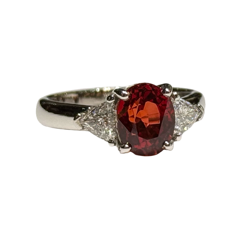 JR0925WK - Orange Sapphire with Diamond Ring Set in 18K White Gold Setting