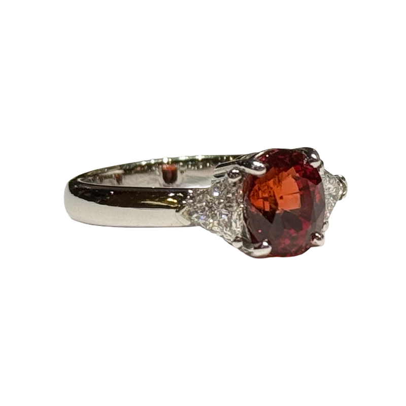 JR0925WK - Orange Sapphire with Diamond Ring Set in 18K White Gold Setting