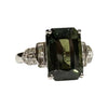 JR0010NK - Green Sapphire with Diamond Ring Set in 18K White Gold Setting