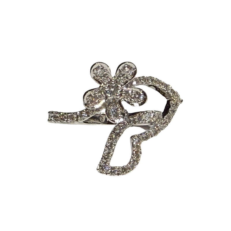 JR0285TK - Diamond Flower Ring Set in 18K White Gold Setting