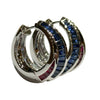 JE0244NK - Ruby and Blue Sapphire Hoop Earrings Set in 18K White Gold Setting